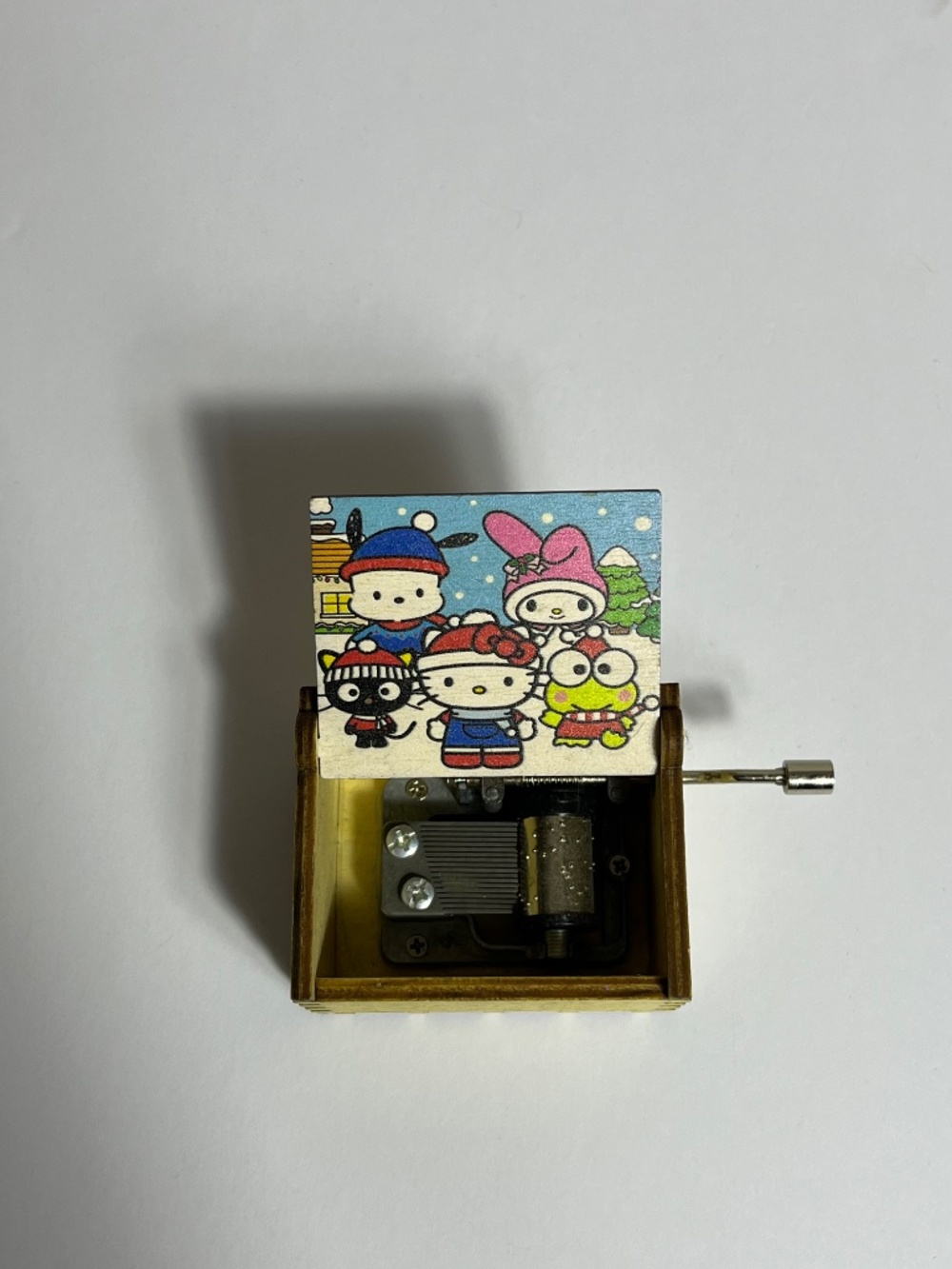 Hello Kitty Wooden Hand Crank Music Box Musical Cartoon Christmas Stocking